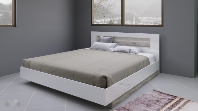 Спалня 180/200 Прайд с включен матрак Бонел 180/200 бял гланц с малта - МебелМаг Спалня 180/200 Прайд с включен матрак Бонел 180/200 бял гланц с малта