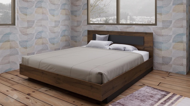 Спалня 180/200 Прайд с включен матрак Бонел 180/200 дъб вотан с черно шагре