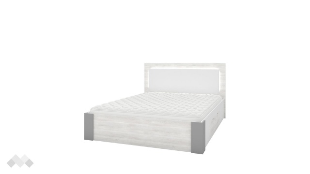 Спалня 160/200 Хелиос дъб стокхолм със сиво и бяло гладко