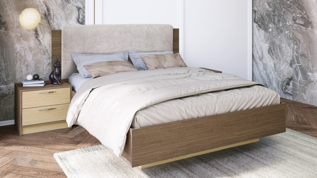 Спалня с нощни шкафчета 160/200 Мирела с включен матрак Бонел 160/200 дъб линеа с орех линеа