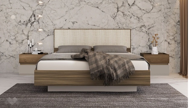 Спалня 160/200 Поситано дъб дилън тъмен с капучино мат и пасифик