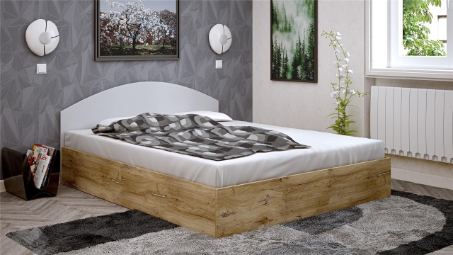 Спалня 160/200 Селтик с включен матрак Бонел 160/200 келтски дъб със светло сиво - МебелМаг Спалня 160/200 Селтик с включен матрак Бонел 160/200 келтски дъб със светло сиво