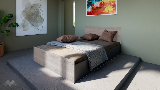 Спалня 140/200 Спирит с включен матрак Бонел 140/200 малта с антрацит - МебелМаг Спалня 140/200 Спирит с включен матрак Бонел 140/200 малта с антрацит