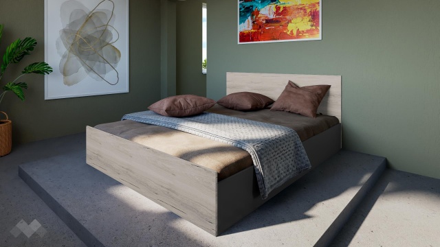 Спалня 160/200 Спирит с включен матрак Бонел 160/200 малта с антрацит - МебелМаг Спалня 160/200 Спирит с включен матрак Бонел 160/200 малта с антрацит