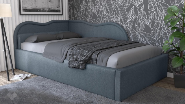 Тапицирана спалня 120/190 Андреа с включен матрак Бонел 120/190 син