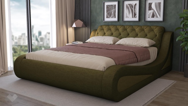 Тапицирана спалня 160/200 Азура с включен матрак Бонел 160/200 тъмно зелен със зелено - МебелМаг Тапицирана спалня 160/200 Азура с включен матрак Бонел 160/200 тъмно зелен със зелено