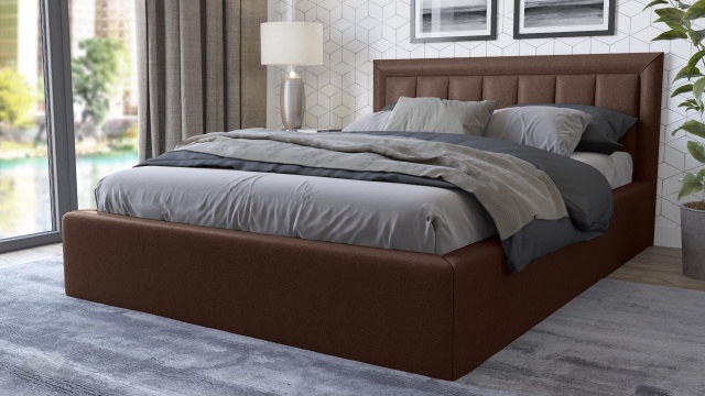 Тапицирана спалня 140/200 Бори с включен матрак Бонел 140/200 кафяв - МебелМаг Тапицирана спалня 140/200 Бори с включен матрак Бонел 140/200 кафяв