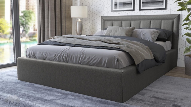 Тапицирана спалня 140/200 Бори с включен матрак Бонел 140/200 сив - МебелМаг Тапицирана спалня 140/200 Бори с включен матрак Бонел 140/200 сив