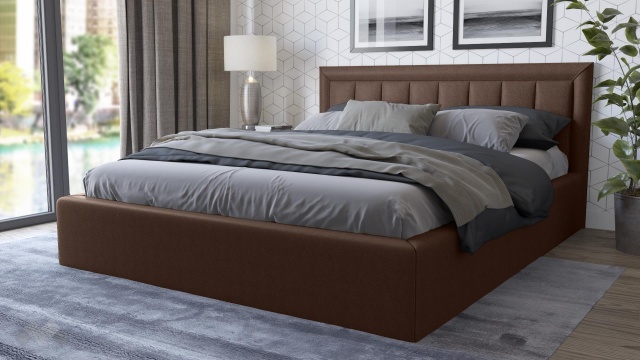 Тапицирана спалня 160/200 Бори с включен матрак Бонел 160/200 кафяв - МебелМаг Тапицирана спалня 160/200 Бори с включен матрак Бонел 160/200 кафяв