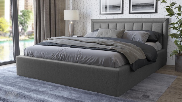 Тапицирана спалня 160/200 Бори с включен матрак Бонел 160/200 сив - МебелМаг Тапицирана спалня 160/200 Бори с включен матрак Бонел 160/200 сив