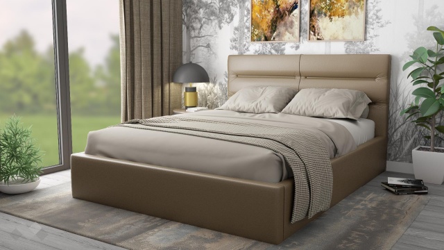 Тапицирана спалня 160/200 Ивалина с включен матрак Бонел 160/200 капучино - МебелМаг Тапицирана спалня 160/200 Ивалина с включен матрак Бонел 160/200 капучино