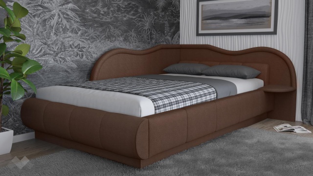 Тапицирана спалня 120/190 Марта с включен матрак Бонел 120/190 кафяв - МебелМаг Тапицирана спалня 120/190 Марта с включен матрак Бонел 120/190 кафяв