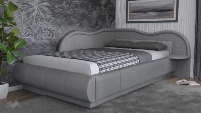 Тапицирана спалня 120/190 Марта с включен матрак Бонел 120/190 сив - МебелМаг Тапицирана спалня 120/190 Марта с включен матрак Бонел 120/190 сив