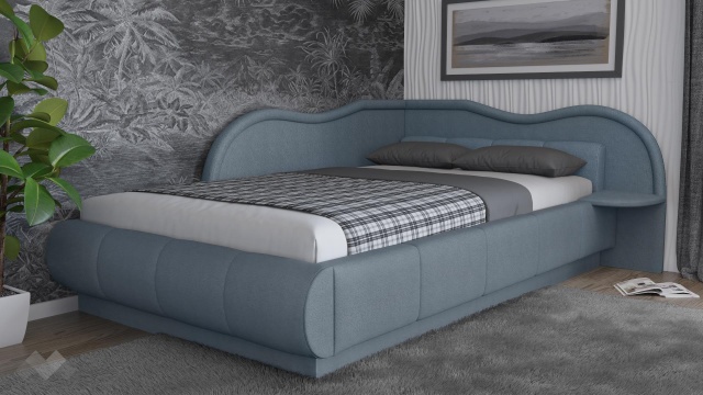 Тапицирана спалня 120/190 Марта с включен матрак Бонел 120/190 син - МебелМаг Тапицирана спалня 120/190 Марта с включен матрак Бонел 120/190 син