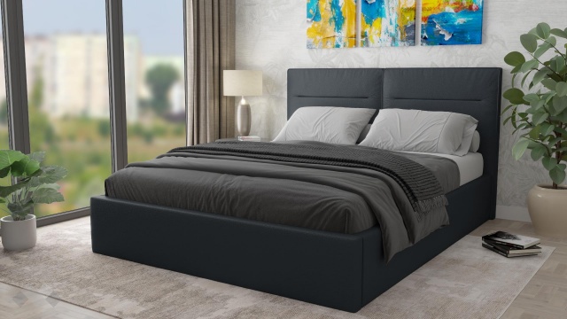 Тапицирана спалня 160/200 Никол с включен матрак Бонел 160/200 графит - МебелМаг Тапицирана спалня 160/200 Никол с включен матрак Бонел 160/200 графит