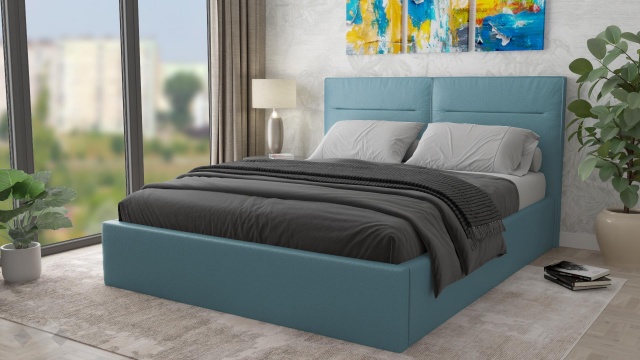 Тапицирана спалня 160/200 Никол с включен матрак Бонел 160/200 небесно синя - МебелМаг Тапицирана спалня 160/200 Никол с включен матрак Бонел 160/200 небесно синя