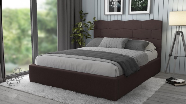 Тапицирана спалня 160/200 Сияна с включен матрак Бонел 160/200 кафяв - МебелМаг Тапицирана спалня 160/200 Сияна с включен матрак Бонел 160/200 кафяв