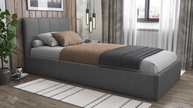 Тапицирано легло 90/200 Коко с включен матрак Бонел 90/200 сив - МебелМаг Тапицирано легло 90/200 Коко с включен матрак Бонел 90/200 сив