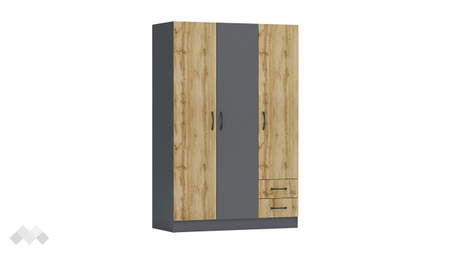 Гардероб Галати трикрилни дъб вотан светъл с антрацит