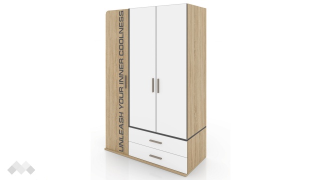 Гардероб Тунис трикрилни тъмна сонома с бяло гладко - МебелМаг Гардероб Тунис трикрилни тъмна сонома с бяло гладко