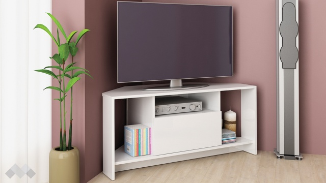 ТВ шкаф Блейк бял гланц