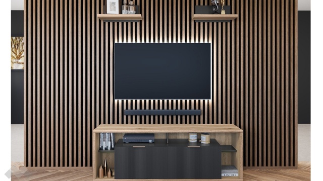 ТВ шкаф Фамо модулен сонома арвен с графит и карбон мат