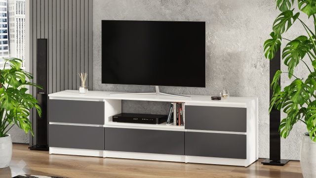 ТВ шкаф Никола бял с антрацит