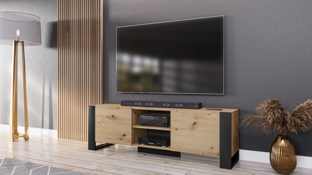 ТВ шкаф Рино дъб артисан с черно шагрен