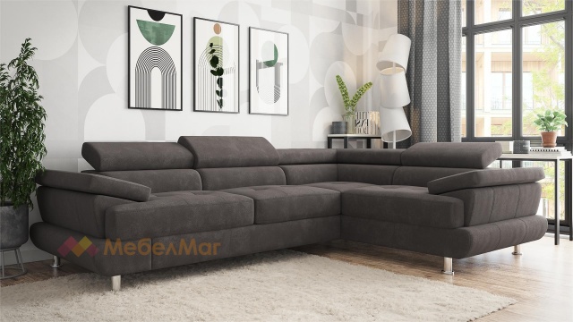 Ъглов диван Авола с посока кафяв - МебелМаг Ъглов диван Авола с посока кафяв