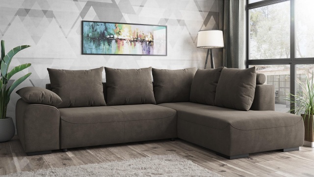 Ъглов диван Билбао с посока кафяв