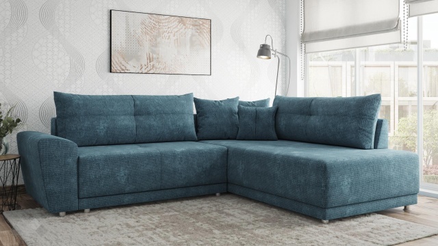 Ъглов диван Фабио с посока деним