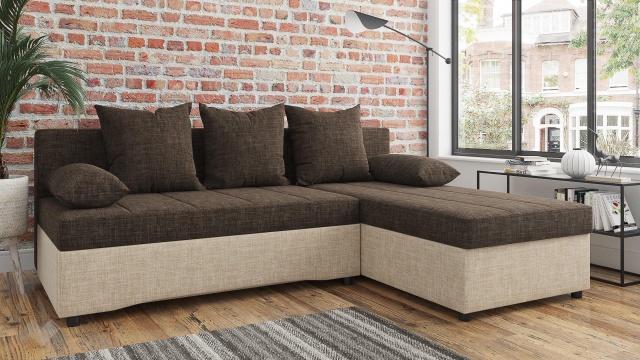 Ъглов диван Селин кафяв със светло кафяво