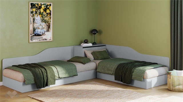 Ъглови легла 82/190 Скай с включени матраци Бонел 82/190 нардо сив