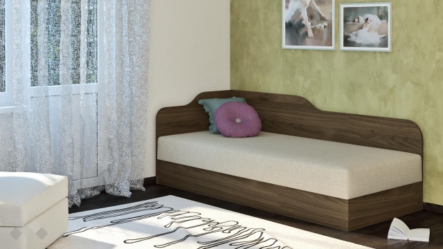 Ъглово легло 82/190 Тексас с включен матрак Бонел 82/190 орех адмирал - МебелМаг Ъглово легло 82/190 Тексас с включен матрак Бонел 82/190 орех адмирал