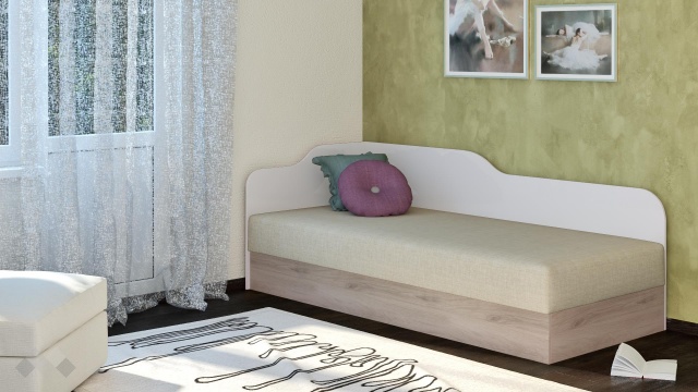 Ъглово легло 82/190 Тексас с включен матрак Бонел 82/190 сонома арвен с бял гланц - МебелМаг Ъглово легло 82/190 Тексас с включен матрак Бонел 82/190 сонома арвен с бял гланц