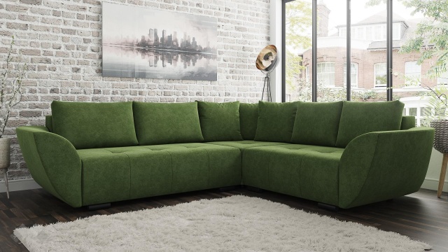 Ъглов диван Сиера с посока зелен - МебелМаг Ъглов диван Сиера с посока зелен