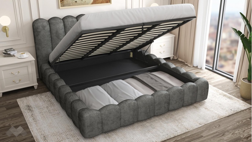 Тапицирана спалня 180/200 Алейна с включен матрак Sleep Nuvia 180/200 сив - изглед 3