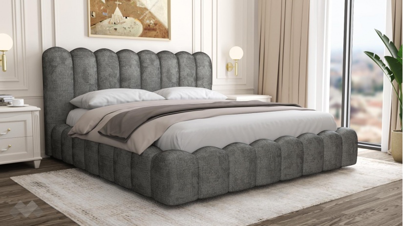 Тапицирана спалня 180/200 Алейна с включен матрак Sleep Nuvia 180/200 сив - изглед 1