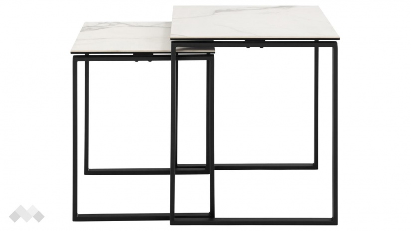 Холна маса Катрина комплект маси бял мрамор с черно - изглед 2 - МебелМаг Холна маса Катрина комплект маси бял мрамор с черно - изглед 2
