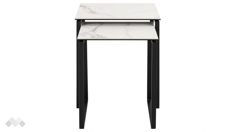 Холна маса Катрина комплект маси бял мрамор с черно - изглед 3 - МебелМаг Холна маса Катрина комплект маси бял мрамор с черно - изглед 3
