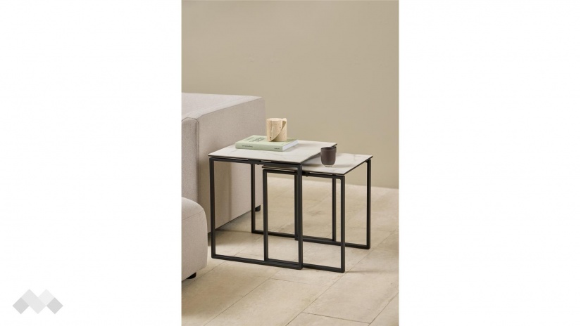 Холна маса Катрина комплект маси бял мрамор с черно - изглед 5 - МебелМаг Холна маса Катрина комплект маси бял мрамор с черно - изглед 5