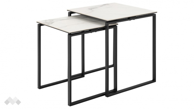 Холна маса Катрина комплект маси бял мрамор с черно - изглед 1 - МебелМаг Холна маса Катрина комплект маси бял мрамор с черно - изглед 1