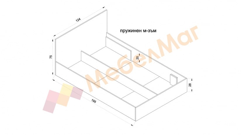 Легло 120/190 Адам с включен матрак Бонел 120/190 дъб крафт бял - изглед 2