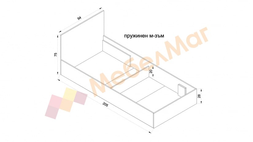 Легло 90/200 Адам с включен матрак Бонел 90/200 дъб крафт бял - изглед 2