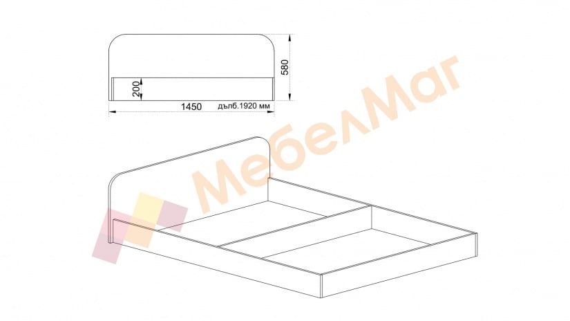 Легло 144/190 Брад мока с лате - изглед 5
