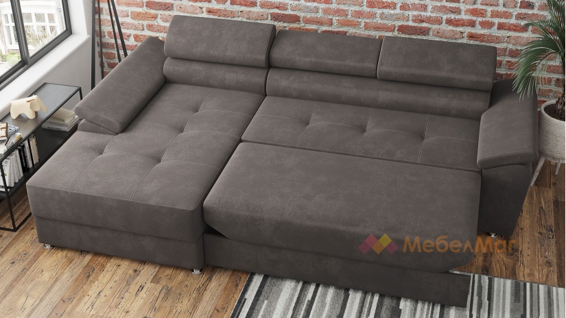 Ъглов диван Равена с посока кафяв - изглед 4 - МебелМаг Ъглов диван Равена с посока кафяв - изглед 4