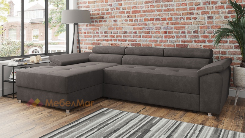 Ъглов диван Равена с посока кафяв - изглед 1 - МебелМаг Ъглов диван Равена с посока кафяв - изглед 1