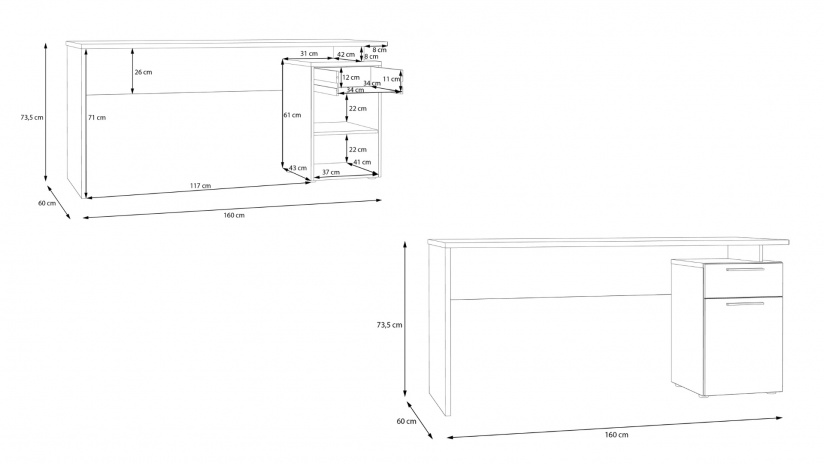 Бюро Коста дъб артисан с бяло - изглед 6 - МебелМаг Бюро Коста дъб артисан с бяло - изглед 6