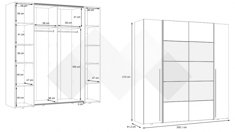 Гардероб Арагона четирикрилни бял - изглед 6