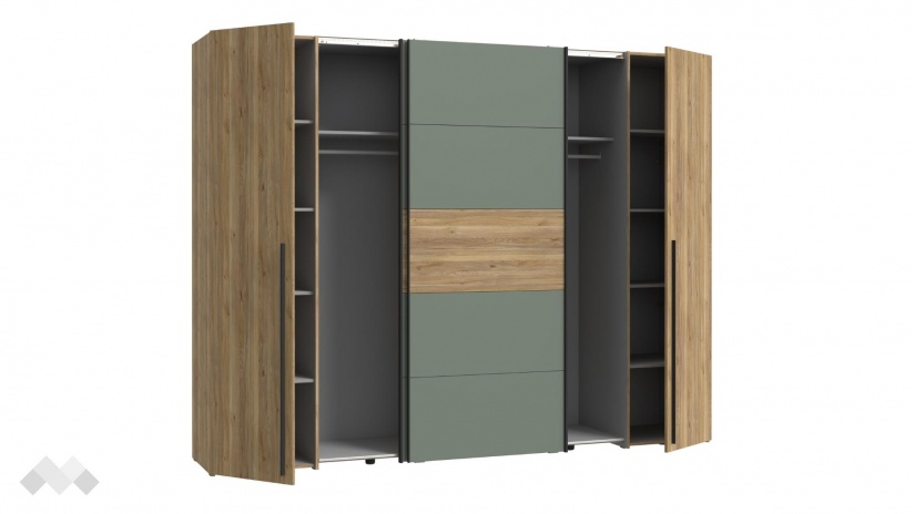 Гардероб Арагона четирикрилни дъб маувела с олив - изглед 3 - МебелМаг Гардероб Арагона четирикрилни дъб маувела с олив - изглед 3